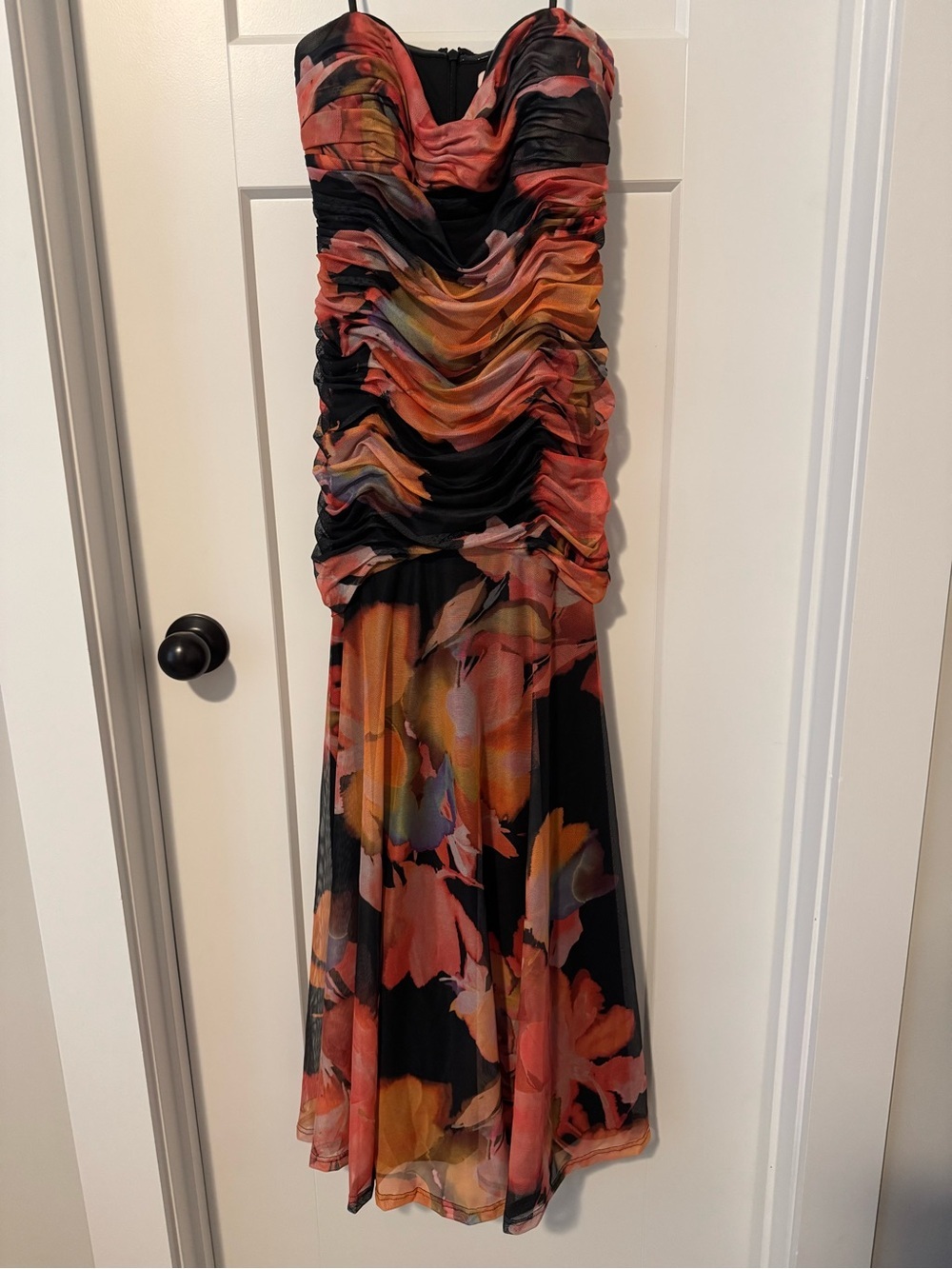 Hutch bonni dress Strapless Floral Ruched Maxi Dress drop waist - Picture 4 of 11